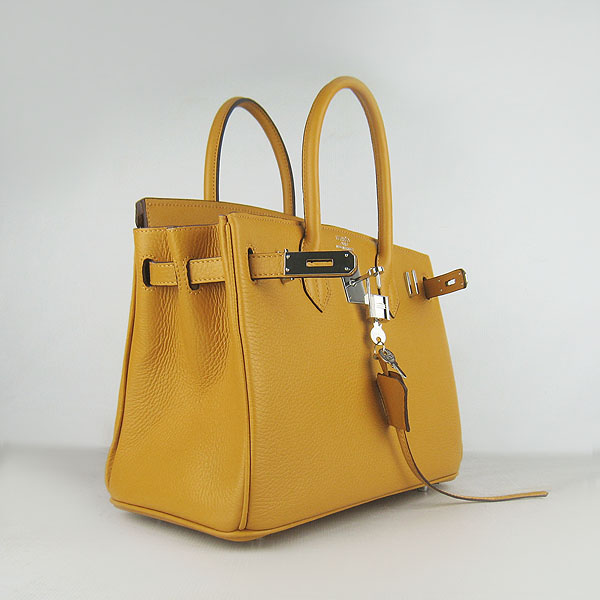 Replica Hermes Birkin 30CM Togo Leather Bag Yellow 6088 On Sale - Click Image to Close